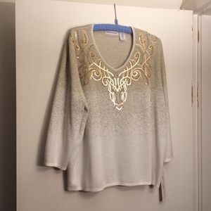 NWT White and gold V-neck top